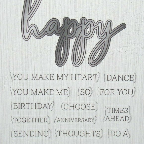 NWT CRAFTER'S COMPANION 14 PC Gemini HAPPY Die‎ & Clear Sentiment Stamps Phrases - Picture 4 of 6